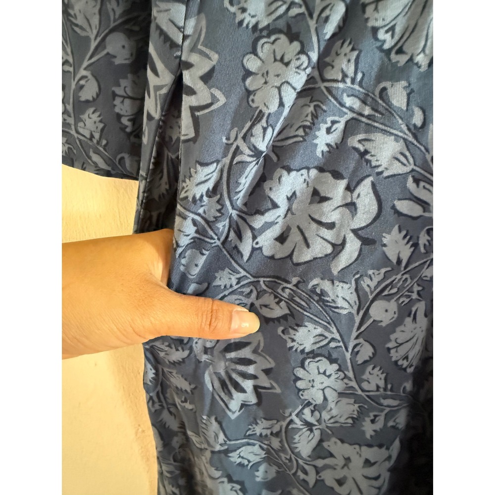 Pact Organic Cotton Blue Floral V-Neck Midi A-Line Dress with Pockets Womens M - Picture 6 of 6